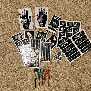 ❤️4/$10 Henna Tattoo Stencil Kit with Cones